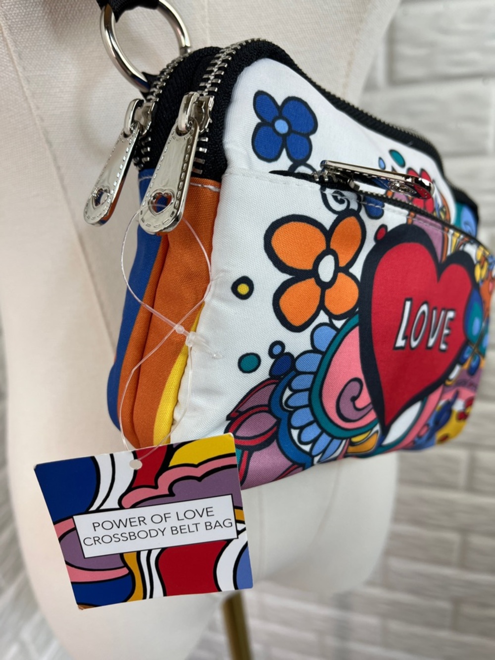 BRIGHTON POWER OF LOVE CROSSBODY BELT BAG COLORFUL ARTISTS COLLAB GRAPHIC - Picture 2 of 16